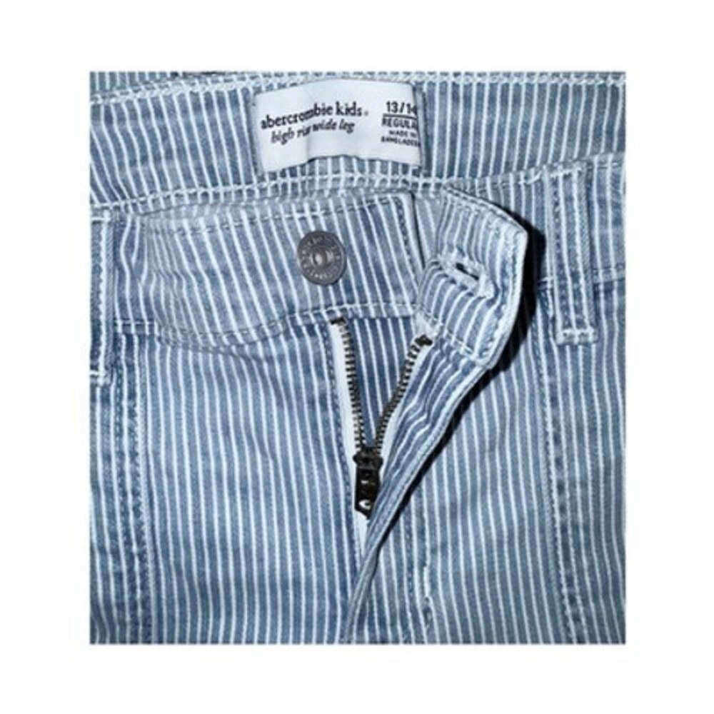Abercrombie Kids High Rise Wide Leg Striped Jeans Blue White Size 13/14 Regular - Picture 8 of 12